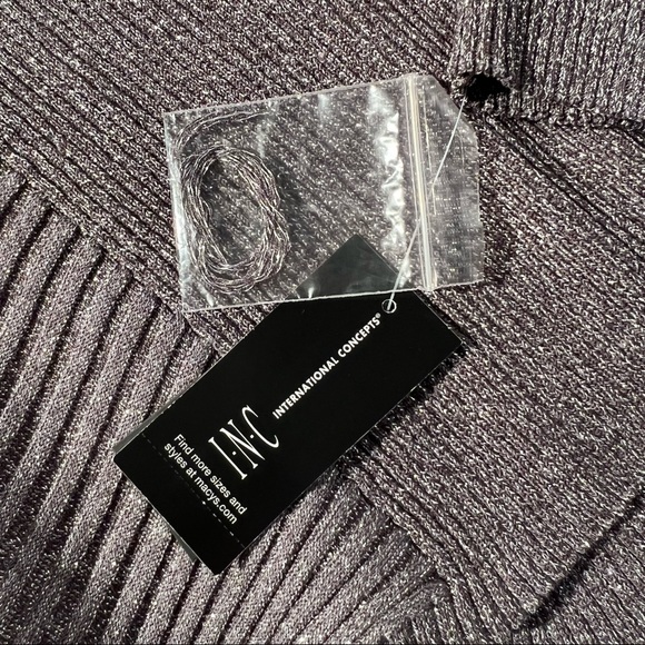 inc international concepts / grey and silver long sleeve deep v neck sweater - Picture 7 of 8